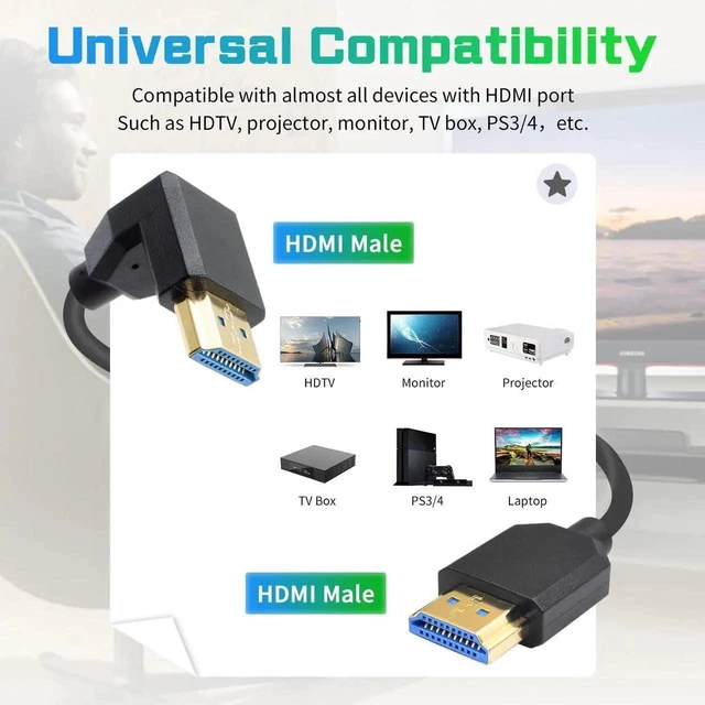 Alt view image 5 of 7 - 90 Degree Down Angled HDMI Coiled Cable 4FT/1.2M, 8K@60Hz Ultra Thin High Speed 48Gbps HDMI 2.1 Cord for PS5/Xbox/TV/PS4