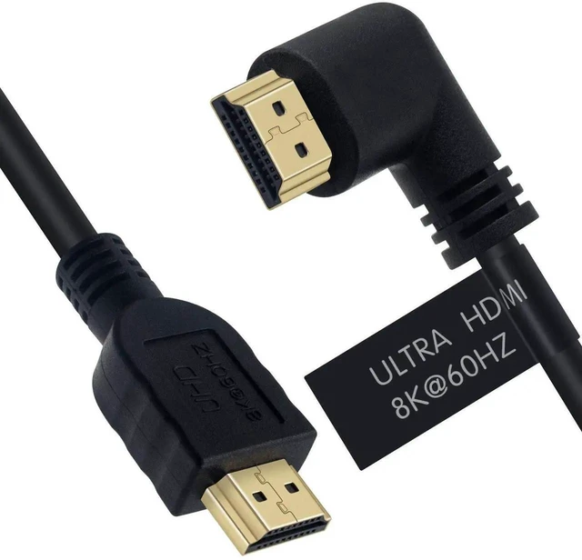 Alt view image 2 of 7 - 6ft/1.8m 90 Degree Left Angle HDMI 2.1 Cable, Male to Male Ultra High Speed 48Gbps HDMI Cord, 8K@60Hz 3D HDR Compatible with HDR TV, Xbox, PS4, PS5