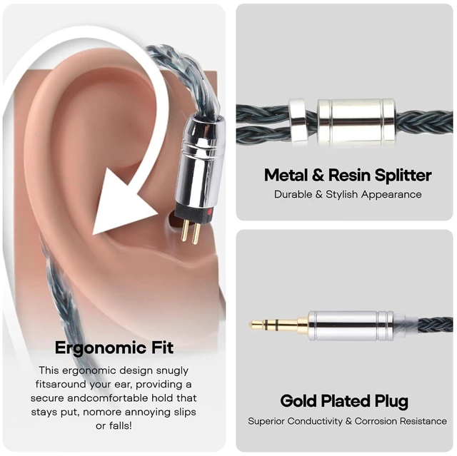 Alt view image 13 of 14 - Tripowin Zonie IEM Cable 16 Core Silver Plated Earphone Upgraded Cords 1.25m SPC in Ear Monitor Cable for 7HZ Timeless AE TINHIFI T2 PRO T3 T4(MMCX 3.5mm)(Moss)