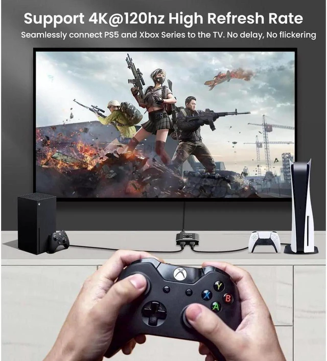 Alt view image 4 of 7 - 8K HDMI 2.1 Bi-Directional Switcher Splitter, 48Gbps 8K@60Hz 4K@120Hz HDR Aluminum Adapter 2 in 1 Out / 1 in 2 Out for PS5, Xbox Series X, TV, Monitor