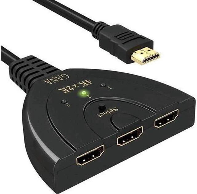 Main image of 3 Port HDMI Switch 3x1 Splitter 4K@30Hz 1080P 3D with Pigtail Cable for TV Projector Laptop Game Console
