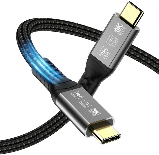 Main image of Thunderbolt 4 Cable 6.6ft, USB C to USB-C 40Gbps 240W Charging Cord, Supports 8K@60Hz, Compatible with Thunderbolt 4/3, USB4/3.0/2.0, Type C Devices