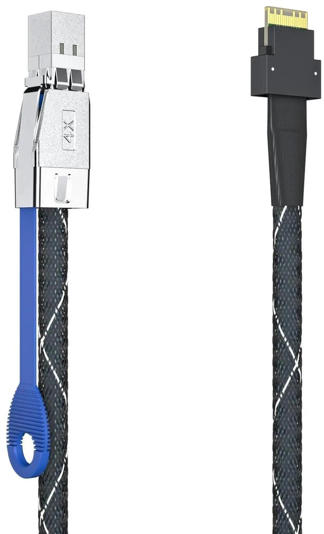 Alt view image 2 of 2 - 0.5m/1.6ft SFF-8644 to SlimSAS 4i Cable, 12Gbps SAS 3.0 External Mini SAS HD to SFF-8654 High-Speed Copper Twinax Cable for Server Storage RAID