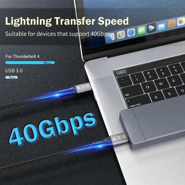 Alt view image 7 of 7 - Thunderbolt 4 Cable 6.6ft, USB C to USB-C 40Gbps 240W Charging Cord, Supports 8K@60Hz, Compatible with Thunderbolt 4/3, USB4/3.0/2.0, Type C Devices