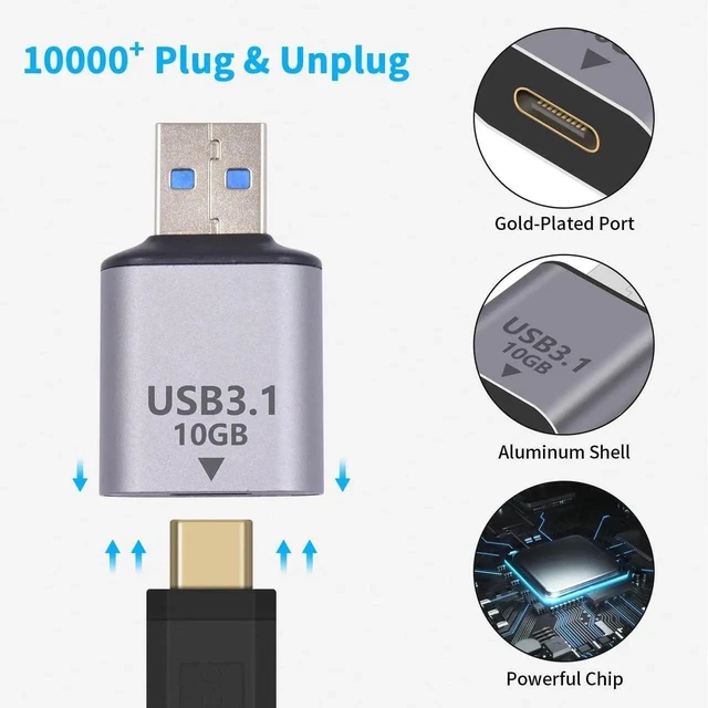 Alt view image 2 of 6 - USB C Female to USB Male Adapter (2-Pack), USB 3.1 OTG Adapter Supports Bi-Directional 10Gbps Data Sync & Charging for iPhone, MacBook Pro, Laptop