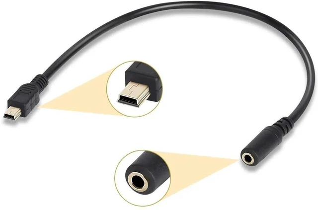 Alt view image 4 of 7 - 3.5mm Female to 5 Pin Mini USB Male Adapter Cable, Universal Mini USB to 3.5mm Audio Jack Converter for Microphone and Audio Devices
