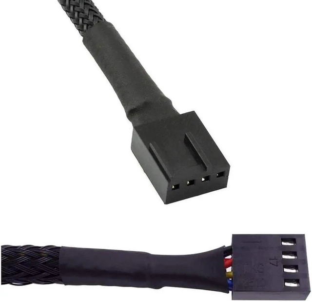 Alt view image 3 of 5 - 5 Pack 11.8 Inch PWM Fan Extension Cable, Black Nylon Braided 3/4 Pin Universal Extension Cord, ATX PC Case Cooling Fan Power Cable Adapter