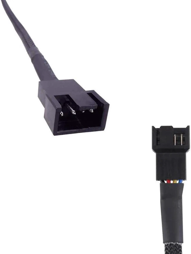 Alt view image 2 of 5 - 5 Pack 11.8 Inch PWM Fan Extension Cable, Black Nylon Braided 3/4 Pin Universal Extension Cord, ATX PC Case Cooling Fan Power Cable Adapter