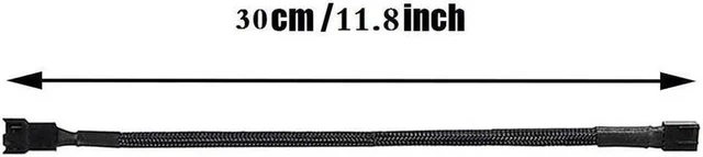 Alt view image 5 of 5 - 5 Pack 11.8 Inch PWM Fan Extension Cable, Black Nylon Braided 3/4 Pin Universal Extension Cord, ATX PC Case Cooling Fan Power Cable Adapter