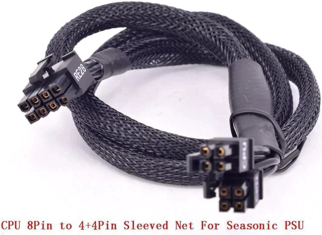 Main image of 8Pin to 4+4Pin CPU Power Cable, ATX 12V P4 to P8 EPS Braided Modular Cable, Compatible with Seasonic KM3, M12II Evo, Snow Silent, FOCUS PLUS Gold PSU