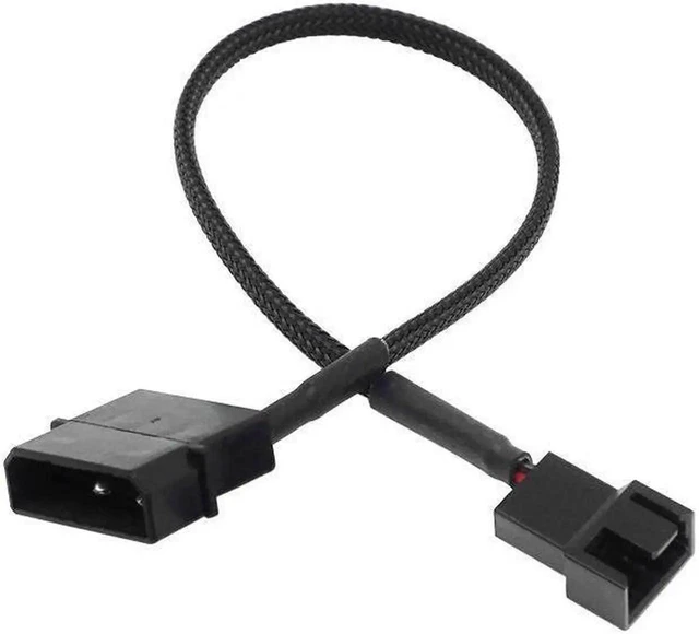 Main image of 4Pin IDE Molex to 4-Port 4Pin Fan Splitter Cable, 27cm Black Sleeved Big 4PIN 1 to 4 Cooling Fan Power Supply Adapter Cord for PC Case Cooler