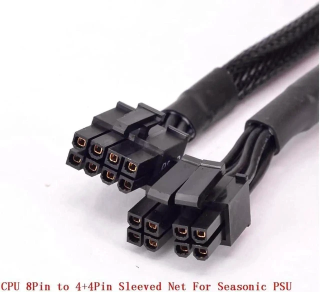 Alt view image 2 of 2 - 8Pin to 4+4Pin CPU Power Cable, ATX 12V P4 to P8 EPS Braided Modular Cable, Compatible with Seasonic KM3, M12II Evo, Snow Silent, FOCUS PLUS Gold PSU