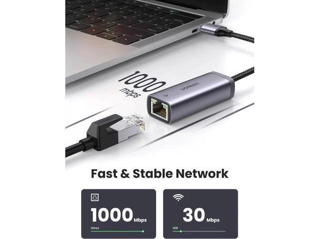 Alt view image 10 of 14 - UGREEN USB to Ethernet Adapter USB 3.0 to 10 100 1000 Mbps Gigabit RJ45 LAN Network Adapter Compatible with Nintendo Switch Laptop PC MacBook Surface XPS Raspberry Pi 4b, and More