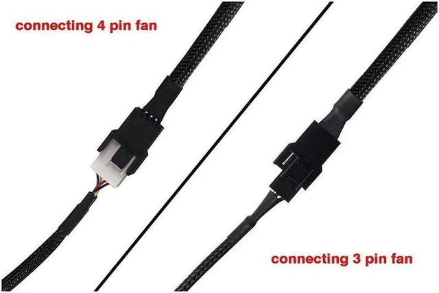 Alt view image 6 of 7 - PWM Fan Splitter Adapter Cable Sleeved Braided Y Splitter Computer PC 4 Pin Fan Extension Power Cable 1 to 3 Converter 10.6 inches (2 Pack)