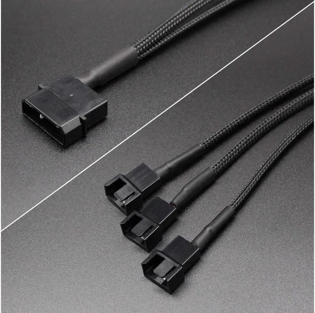 Alt view image 4 of 6 - 2 Pack Molex to 3 Way Fan Splitter Cable, 10 Inch 3/4 Pin PC Case Cooling Fan Power Adapter Cable