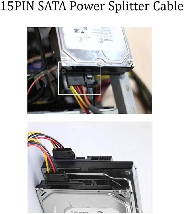 Alt view image 3 of 7 - 5PCS 4 Pin Molex to 2 x 15 Pin SATA Power Y Cable, 8 Inch IDE Molex to Dual SATA Power Adapter Extension Cord for PC Hard Drive