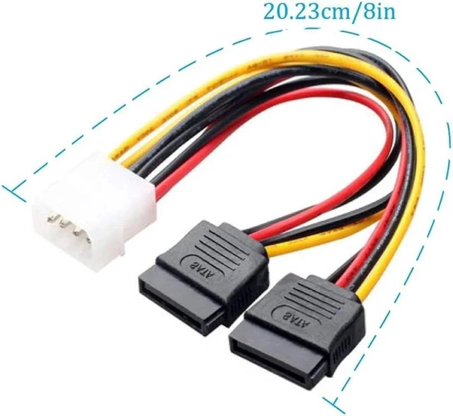 Alt view image 5 of 7 - 5PCS 4 Pin Molex to 2 x 15 Pin SATA Power Y Cable, 8 Inch IDE Molex to Dual SATA Power Adapter Extension Cord for PC Hard Drive