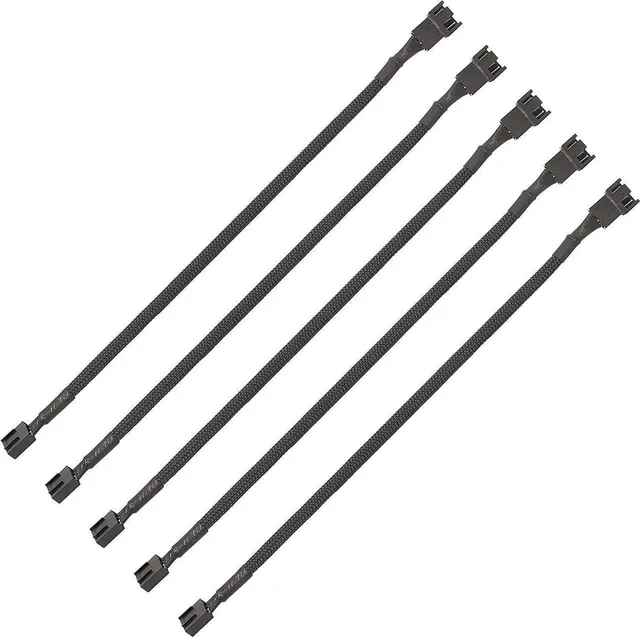Main image of 10.5 Inch PWM Fan Extension Cable, 3 Pin & 4 Pin Nylon Braided PC Case Fan Extension Cord, Durable Cooling Fan Cable for ATX Computer Case, 5 Pack
