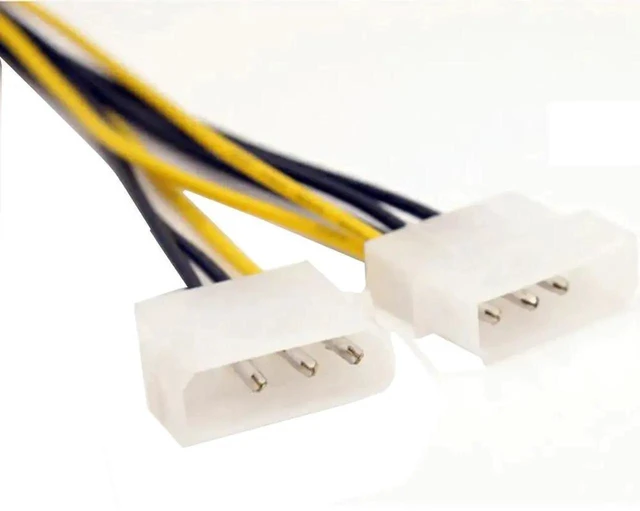 Alt view image 5 of 6 - Dual 4 Pin LP4 Molex to 8 Pin PCIe Power Converter Adapter Cable, LP4 to PCI-E 8Pin Graphics Card Power Supply Wire for PC GPU