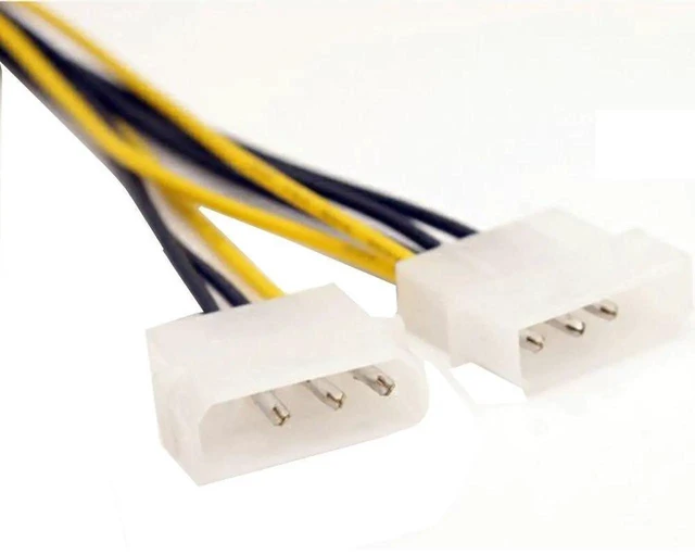 Alt view image 6 of 6 - Dual 4 Pin LP4 Molex to 8 Pin PCIe Power Converter Adapter Cable, LP4 to PCI-E 8Pin Graphics Card Power Supply Wire for PC GPU