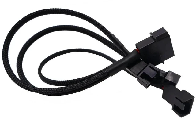 Alt view image 2 of 5 - 2Pcs 1 to 3 PWM Fan Splitter Cable, D-Type Sleeved 4Pin to 3Pin/4Pin Universal PC Case Cooling Fan Power Extension Adapter Cable