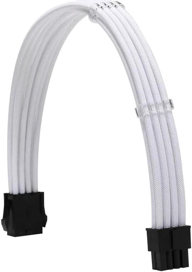 Alt view image 5 of 6 - White Sleeve Extension Power Supply Cable Kit 18AWG, ATX 24P + EPS 8P + PCI-E 8P with Cable Combs for PSU Motherboard GPU