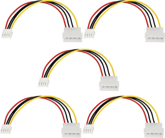 Main image of 8 Inch Molex 4 Pin Power Extension Cable, IDE 4Pin to Floppy Drive Power Interface Adapter Cable, Desktop PC Power Supply Extension Cord, 5 Pack