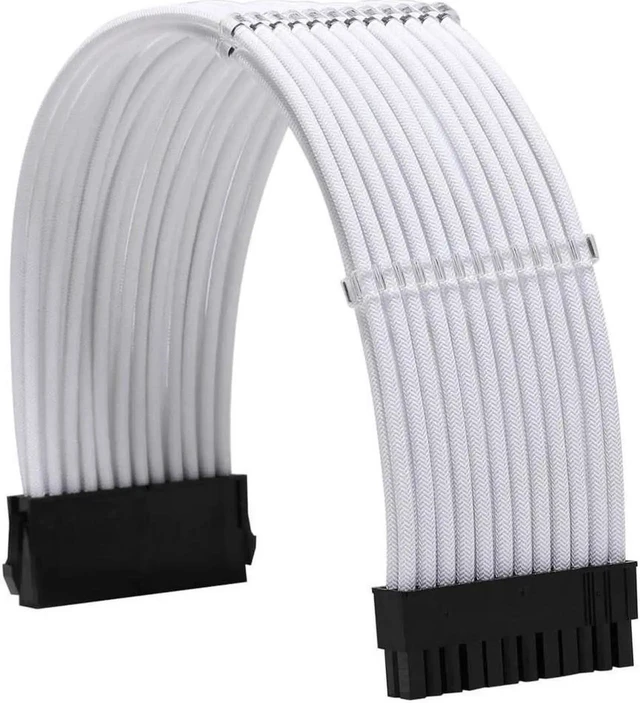Alt view image 6 of 6 - White Sleeve Extension Power Supply Cable Kit 18AWG, ATX 24P + EPS 8P + PCI-E 8P with Cable Combs for PSU Motherboard GPU