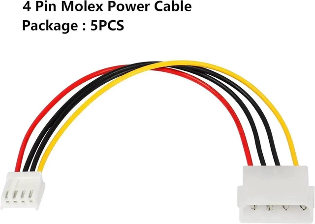 Alt view image 3 of 7 - 8 Inch Molex 4 Pin Power Extension Cable, IDE 4Pin to Floppy Drive Power Interface Adapter Cable, Desktop PC Power Supply Extension Cord, 5 Pack