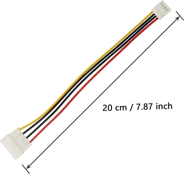 Alt view image 5 of 7 - 8 Inch Molex 4 Pin Power Extension Cable, IDE 4Pin to Floppy Drive Power Interface Adapter Cable, Desktop PC Power Supply Extension Cord, 5 Pack