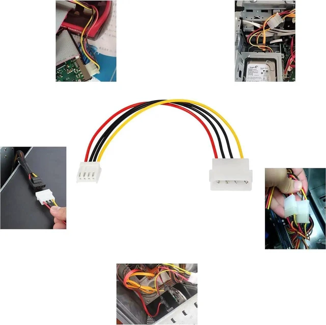 Alt view image 4 of 7 - 8 Inch Molex 4 Pin Power Extension Cable, IDE 4Pin to Floppy Drive Power Interface Adapter Cable, Desktop PC Power Supply Extension Cord, 5 Pack