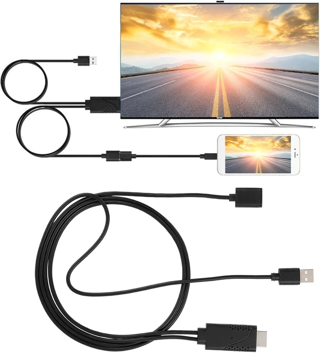 Alt view image 13 of 14 - 2 in 1 1080P USB to HDMI Adapter USB Female to HDMI Male iPhone Android Black 1M