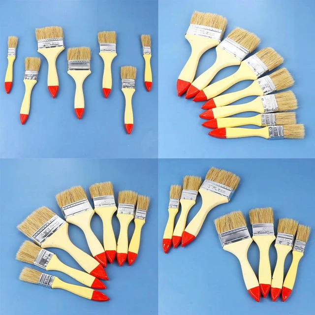 Alt view image 5 of 6 - 10Pcs Premium Paint Brush Set Wooden Handle 1Inch 1.5inch 2Inch 2.5inch 3Inch for Wall Furniture Art DIY Painting Restoration
