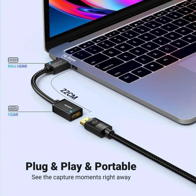 Alt view image 4 of 7 - UGREEN Mini HDMI to HDMI Adapter 0.6FT, 4K@60Hz Male to Female Converter Compatible with Raspberry Pi, DSLR Camera, Camcorder, Laptop, Portable Monitor, Projector, Tablet and Graphics Card
