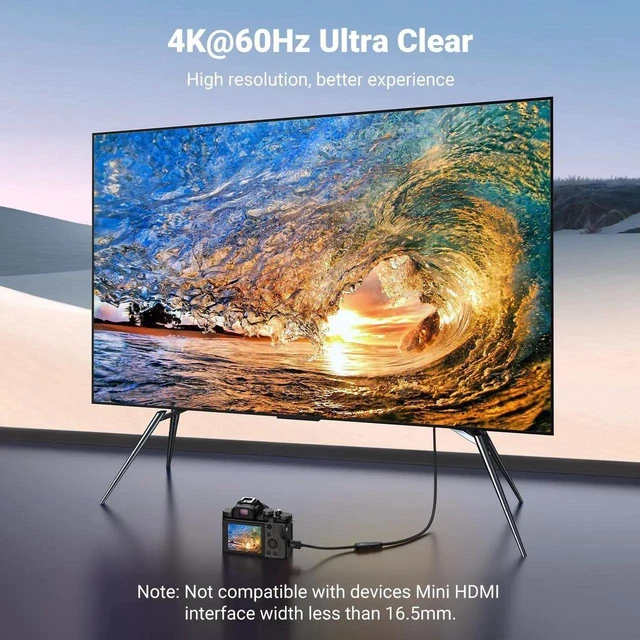 Alt view image 7 of 7 - UGREEN Mini HDMI to HDMI Adapter 0.6FT, 4K@60Hz Male to Female Converter Compatible with Raspberry Pi, DSLR Camera, Camcorder, Laptop, Portable Monitor, Projector, Tablet and Graphics Card