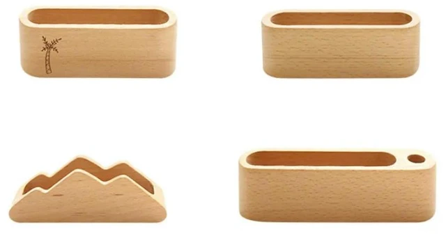 Alt view image 6 of 6 - 1Pcs Premium Solid Wood Desktop Holder Stand Organizer for Wedding Table Number Business Card Id Menu Photo Display with Pen