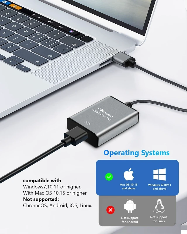 Alt view image 10 of 14 - USB to HDMI Adapter for Laptop,USB hub,USB A 3.0 to HDMI Display Expander (USB 3.0-Silver)