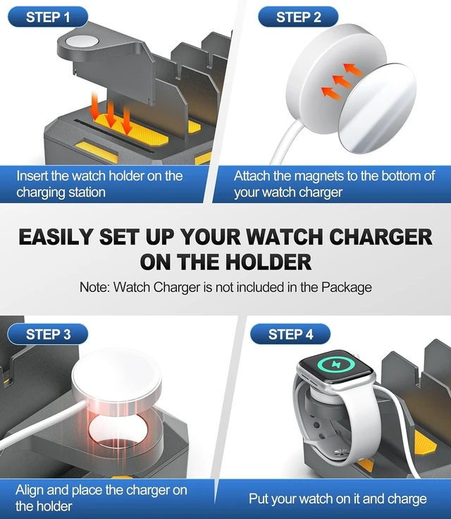 Alt view image 14 of 14 - Charging Station for Multiple Devices, Honcila 50W Multiple Charger Station Charging Dock for iPhone iPad Cell Phone Tablet and More - 6 Port Multi Charging Station with 6 Mixed Cables (Space Gray)