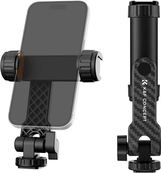 Alt view image 2 of 2 - K&F CONCEPT Phone Tripod Mount, Universal Smartphone Adapter with 2 Cold Shoe Mount, Adjustable Cellphone Holder for Horizontal and Vertical Shooting, Compatible with iPhone/Samsung and All Phones