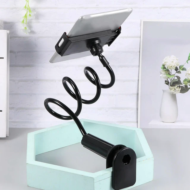 Alt view image 4 of 6 - Flexible 360 Degree Rotation Universal Mobile Phone Stand Phone Shelf Black Adjustable Clip Desktop Computer Holder Bendable