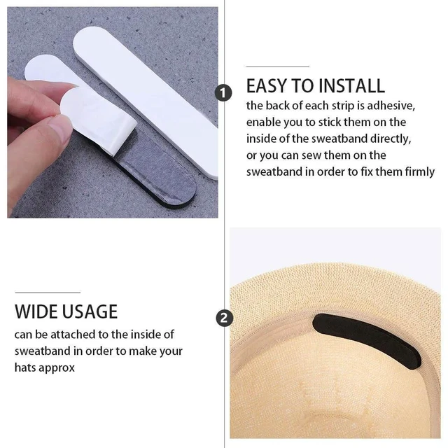 Alt view image 6 of 6 - 48Pcs Hat Size Reducer Eva Tape for Sweatband Hats Saver 24 Black 24 White Adjustable Comfort Hat Size Reducer