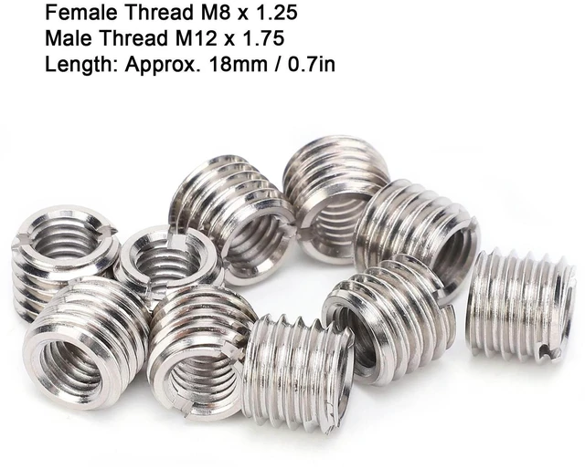 Alt view image 4 of 4 - 10Pcs Reducer Nut Stainless Steel Repair Sleeve M8 Female and M12 Male Thread Conversion