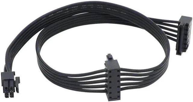 Alt view image 4 of 5 - Small 6Pin to Dual SATA SSD Power Supply Cable MINI 6Pin to 2 x SATA Hard Drive Power Cord For Dell Main Board Interface
