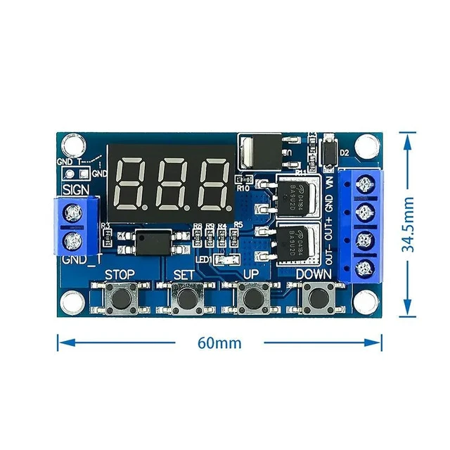 Alt view image 3 of 4 - DC12V24V Dual MOS LED Digital Time Delay Relay Trigger Loop Timing Delay Module