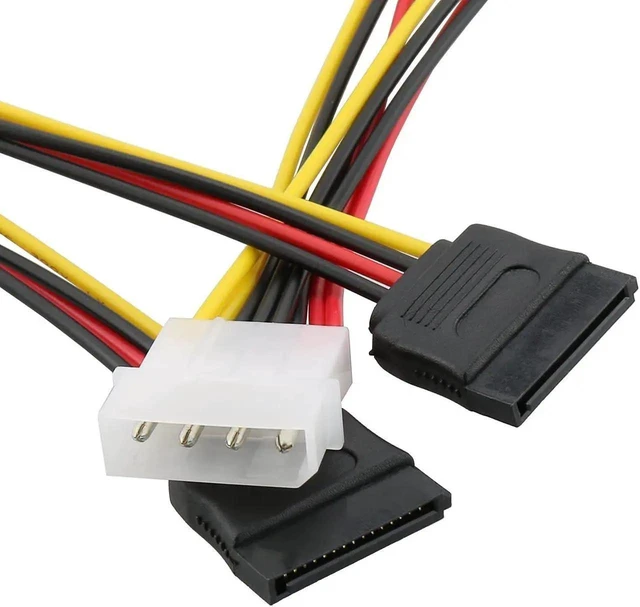Alt view image 5 of 5 - 3-Pack 4 Pin Molex to Dual SATA Power Y-Cable Adapter - 6 Inches