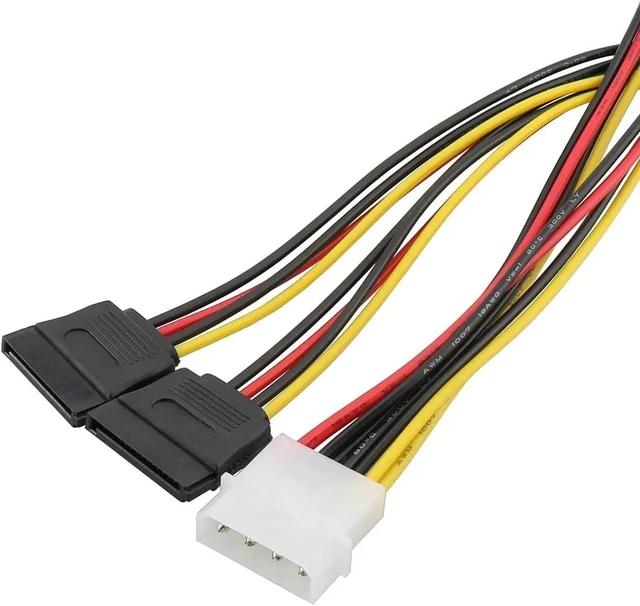 Alt view image 4 of 5 - 3-Pack 4 Pin Molex to Dual SATA Power Y-Cable Adapter - 6 Inches