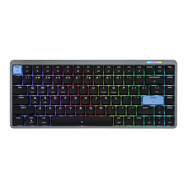 Alt view image 8 of 14 - Luma84 Low Profile Aluminum Mechanical Keyboard, QMK/VIA Programmable, Tri-Mode Wireless, Win/MAC/Linux Compatible, RGB Backlight (Black&Blue, Gateron Low-Profile Red Switch)