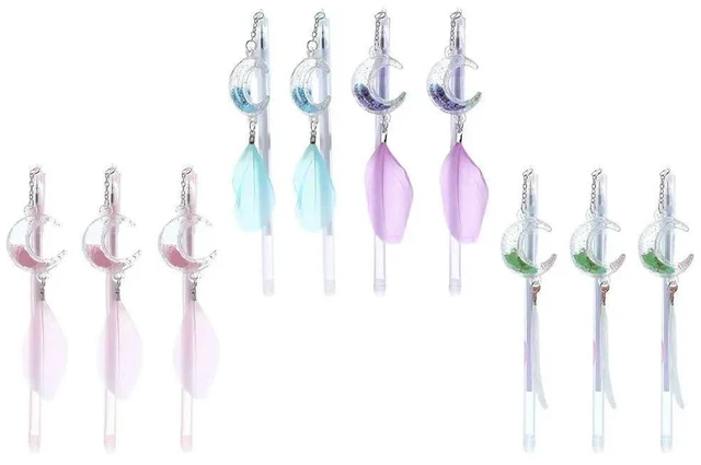 Alt view image 4 of 6 - 10Pcs Stylish Moon Pendant Gel Pens Premium Plastic Smooth No-Leak Writing Ideal for Exams School Office Stationery Gel