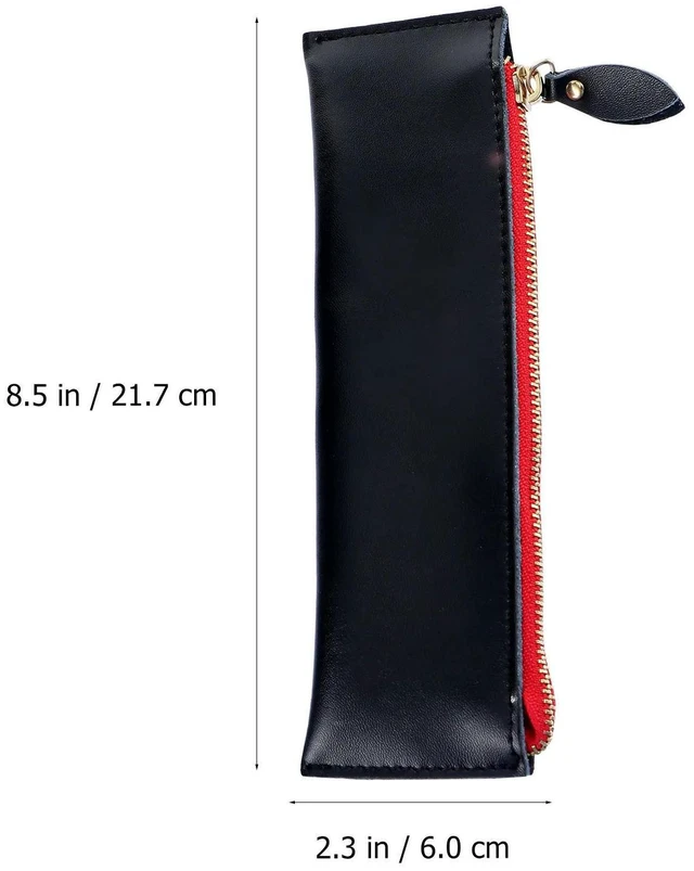 Alt view image 6 of 6 - 1Pcs Premium Full-Grain Multipurpose Pen Pouch with Zipper Retro Vintage Design for Pens Pencils Stationery Organizer