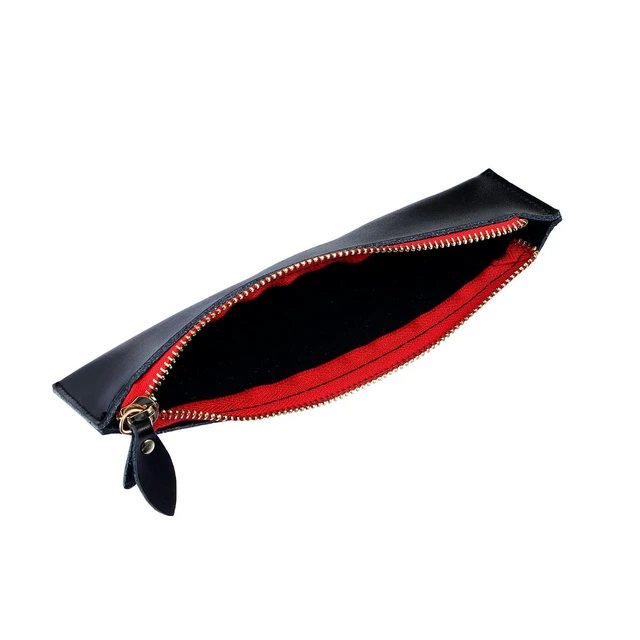 Alt view image 4 of 6 - 1Pcs Premium Full-Grain Multipurpose Pen Pouch with Zipper Retro Vintage Design for Pens Pencils Stationery Organizer